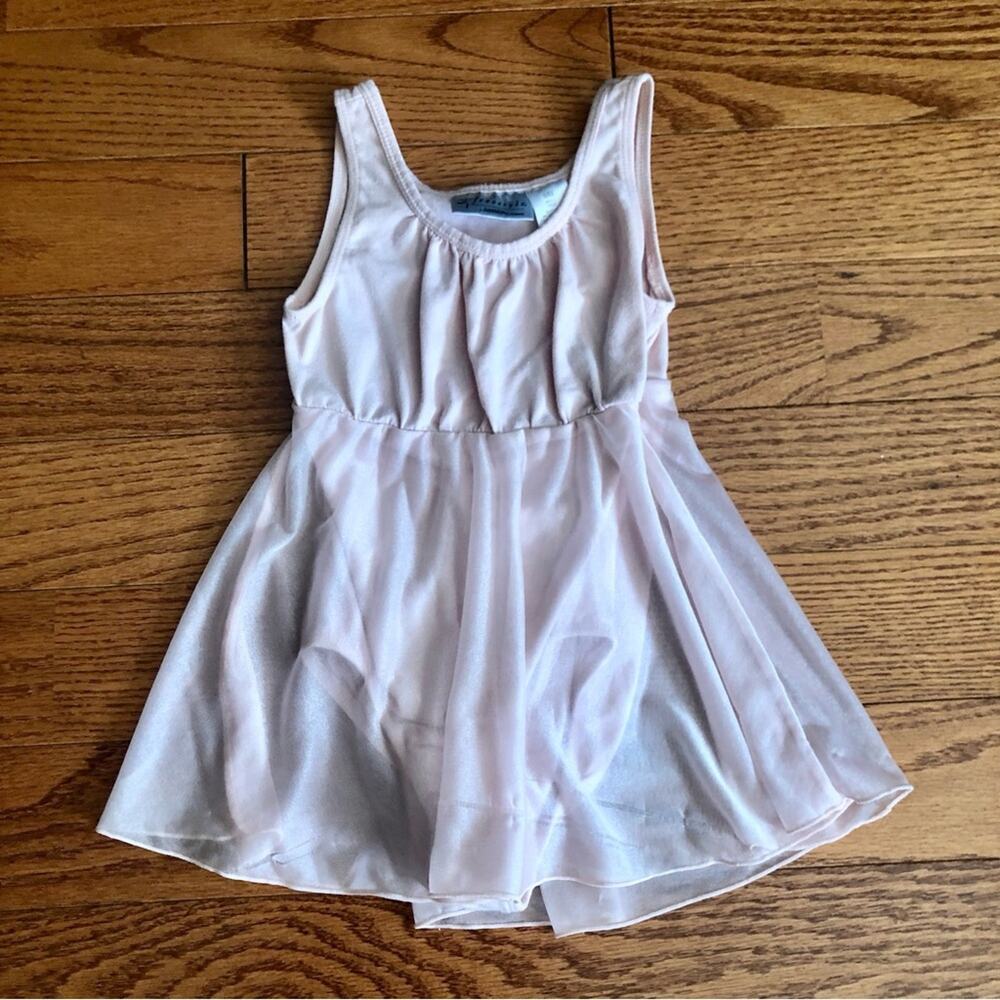 FREESTYLE DANSKIN Tank Leotard Sheer Skirt Pink Girl’s Size 6X - Picture 2 of 9